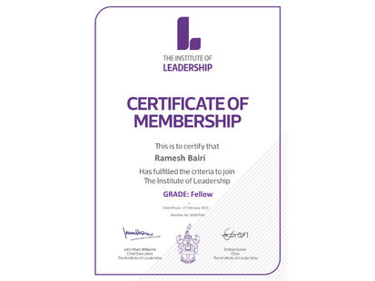 Certificate of Membership (Grade: Fellow) - IOL